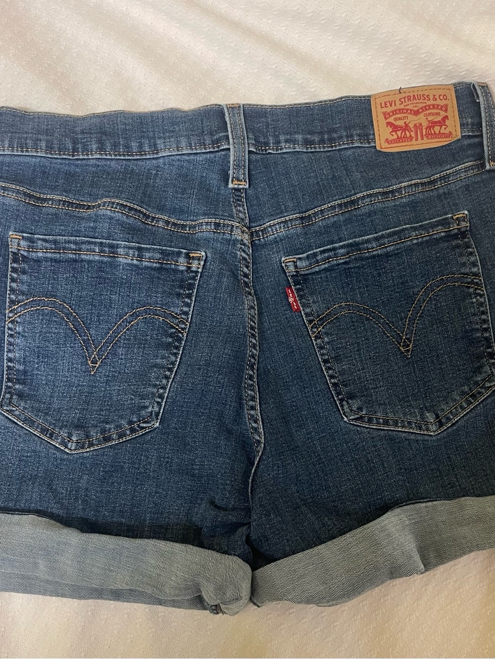 Levi's Women's Blue Denim Cuffed Jean Shorts